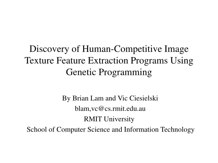 discovery of human competitive image texture