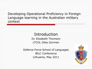 Developing Operational Proficiency in Foreign Language learning in the Australian military context