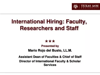 International Hiring: Faculty, Researchers and Staff