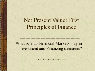 Net Present Value: First Principles of Finance