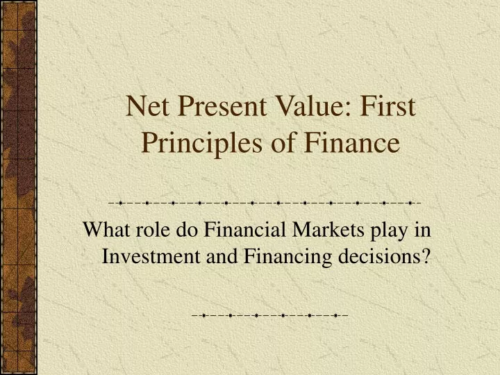 net present value first principles of finance