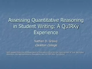 Assessing Quantitative Reasoning in Student Writing: A QuIRKy Experience
