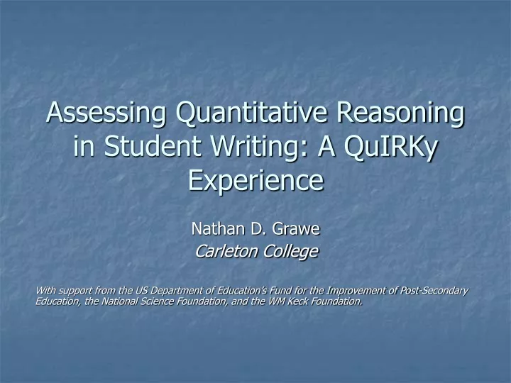 assessing quantitative reasoning in student writing a quirky experience