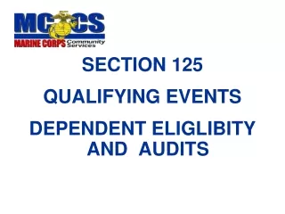 SECTION 125 QUALIFYING EVENTS DEPENDENT ELIGLIBITY AND  AUDITS