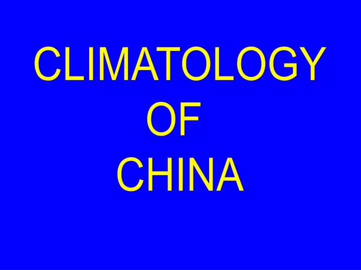 climatology of china