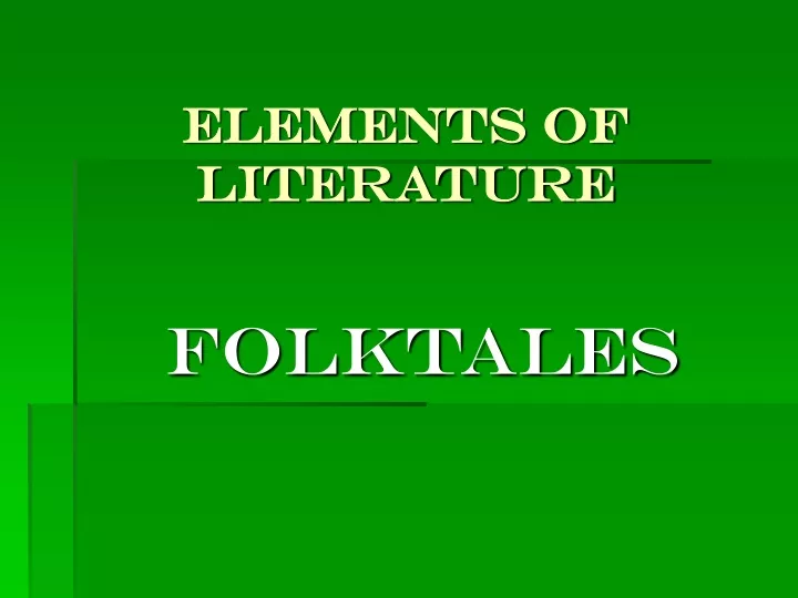 elements of literature