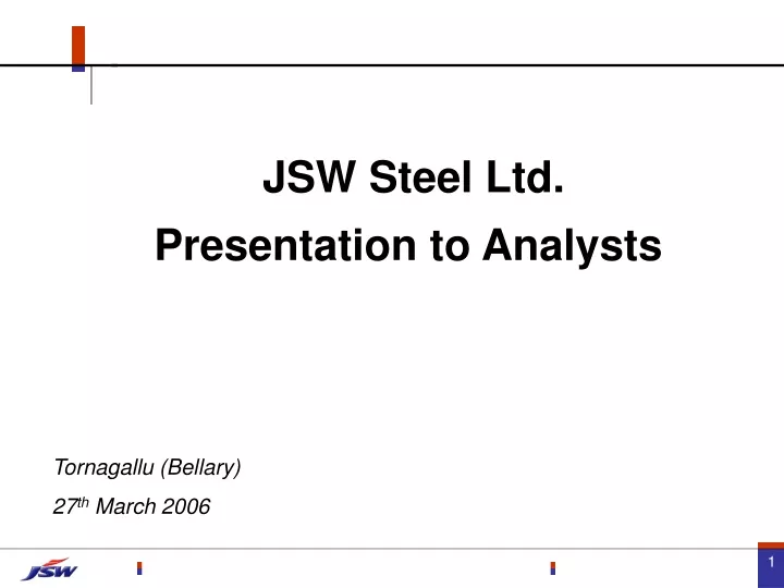 jsw steel ltd presentation to analysts