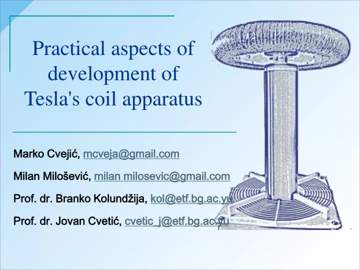 practical aspects of development of tesla s coil apparatus