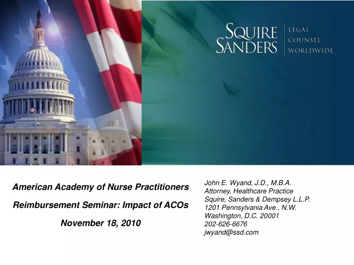 american academy of nurse practitioners reimbursement seminar impact of acos november 18 2010