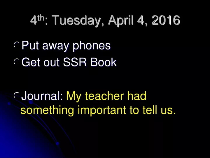 4 th tuesday april 4 2016