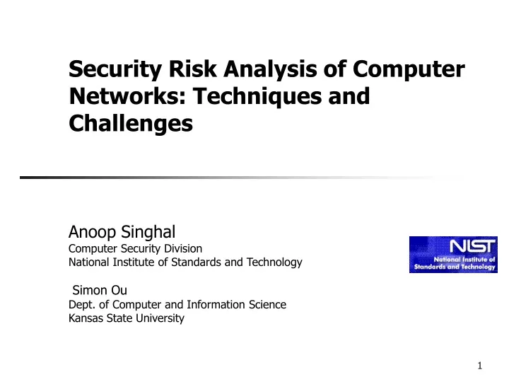 security risk analysis of computer networks techniques and challenges
