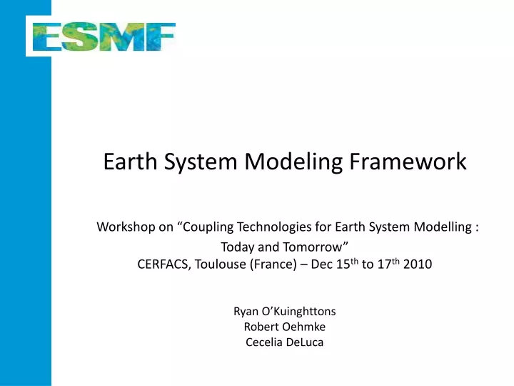 earth system modeling framework workshop