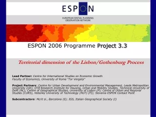 ESPON 2006 Programme  Project 3.3
