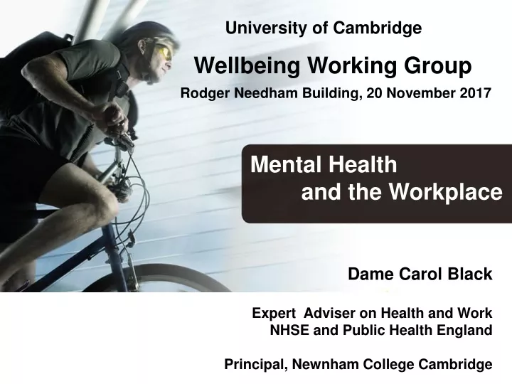 university of cambridge wellbeing working group