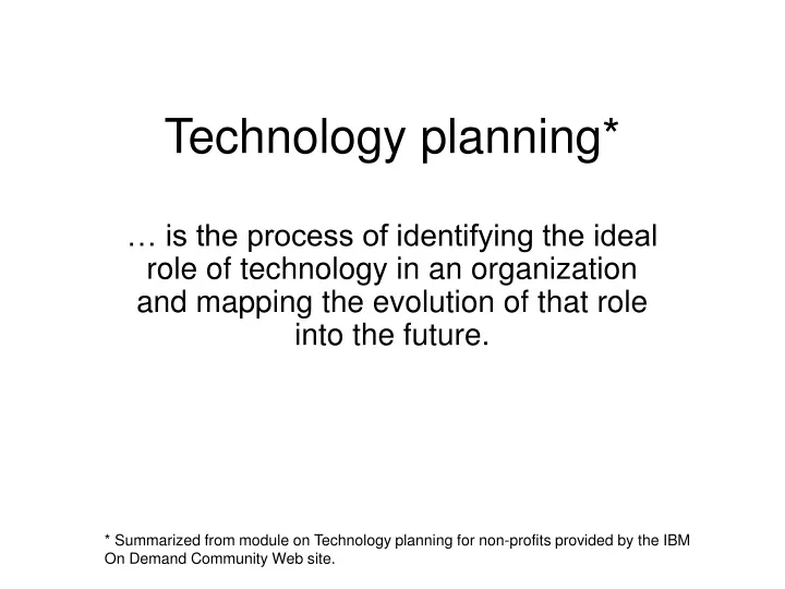 technology planning