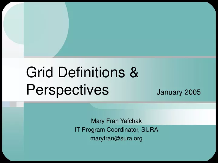 grid definitions perspectives january 2005
