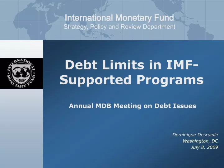 debt limits in imf supported programs