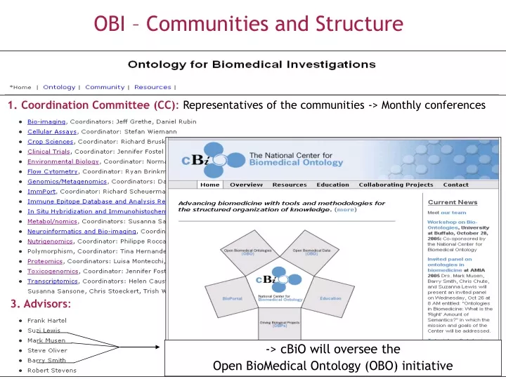 cbio will oversee the open biomedical ontology