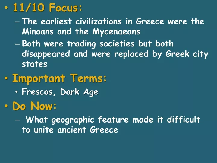 11 10 focus the earliest civilizations in greece