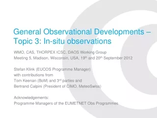 General Observational Developments – Topic 3: In-situ observations
