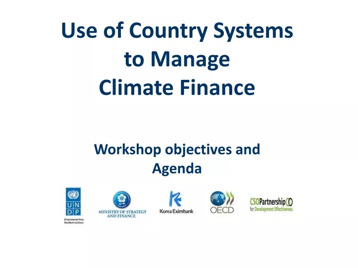 use of country systems to manage climate finance