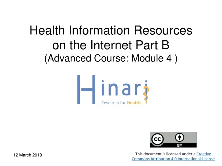 health information resources on the internet part b advanced course module 4
