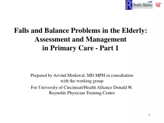 Falls and Balance Problems in the Elderly: Assessment and Management  in Primary Care - Part 1