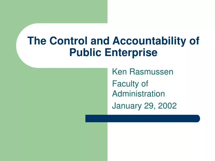 the control and accountability of public enterprise