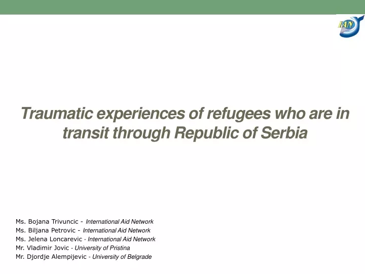 traumatic experiences of refugees who are in transit through republic of serbia