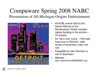 Compuware Spring 2008 NABC Presentation of All-Michigan-Origins Entertainment