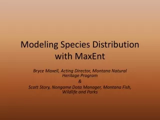 Modeling Species Distribution with MaxEnt