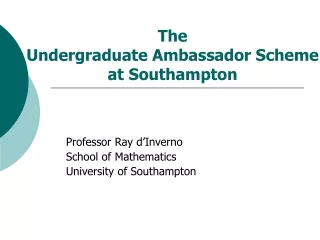 The  Undergraduate Ambassador Scheme at Southampton