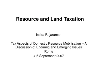 Resource and Land Taxation