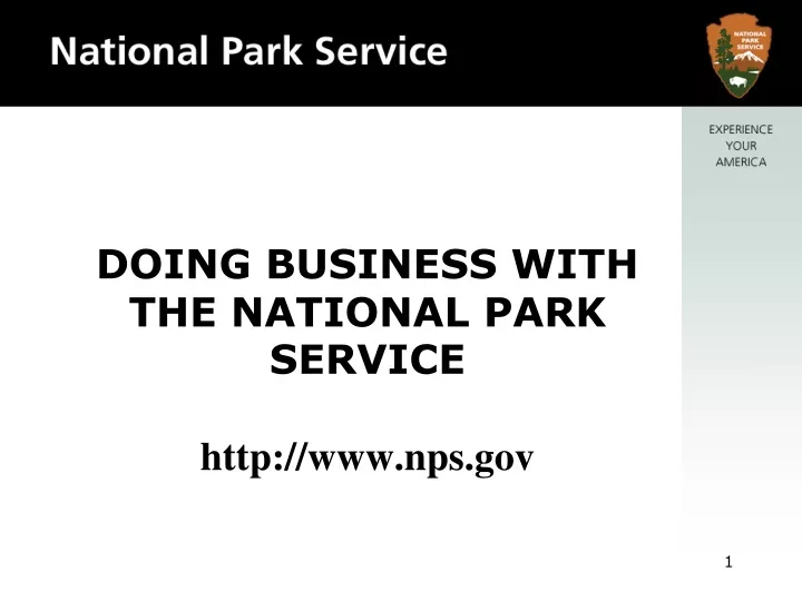 doing business with the national park service http www nps gov