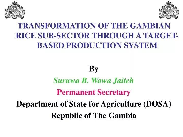 transformation of the gambian rice sub sector