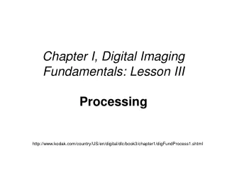 Chapter I, Digital Imaging Fundamentals: Lesson III Processing