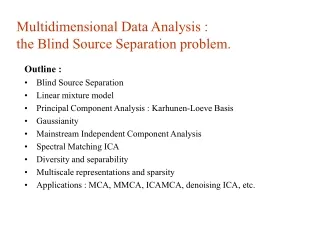 Multidimensional Data Analysis : the Blind Source Separation problem.