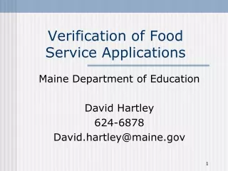 Verification of Food Service Applications