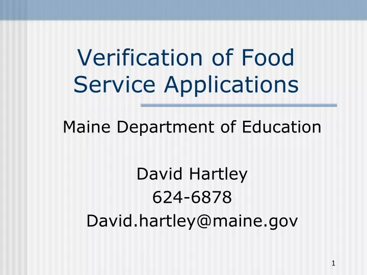 verification of food service applications