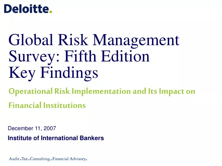 global risk management survey fifth edition key findings