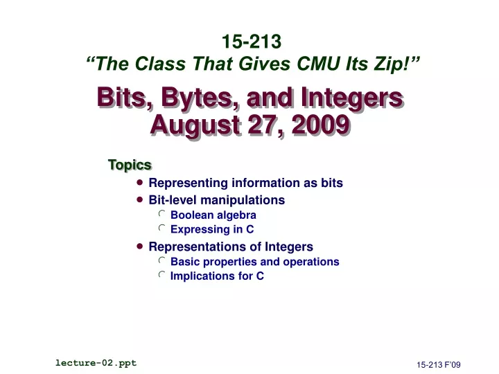 bits bytes and integers august 27 2009