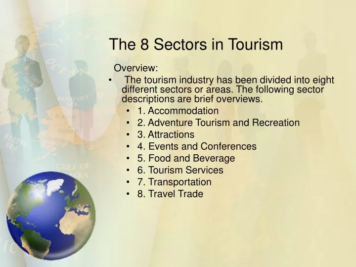 the 8 sectors in tourism