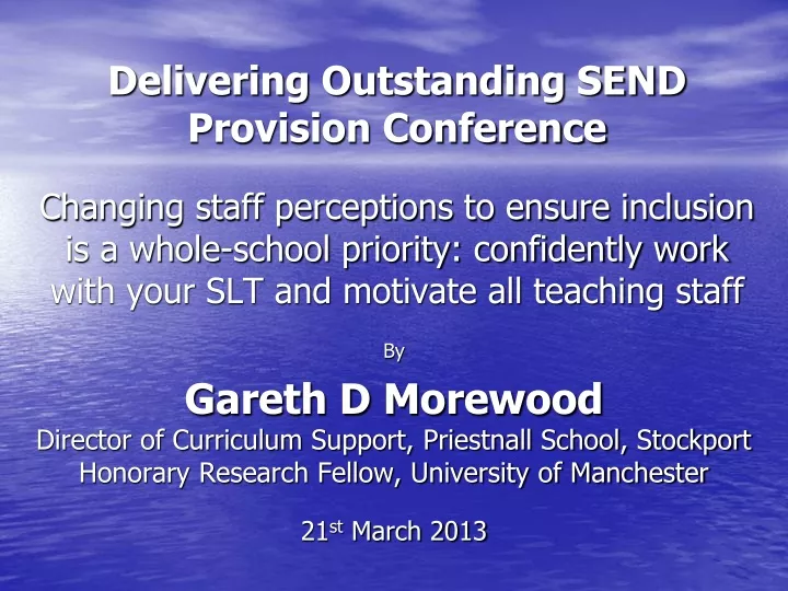 delivering outstanding send provision conference