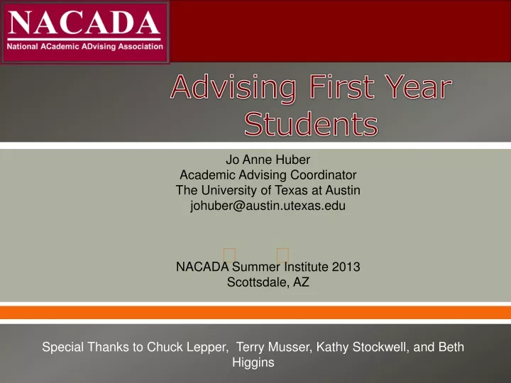 advising first year students