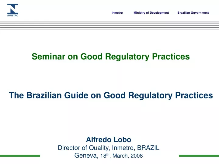 seminar on good regulatory practices