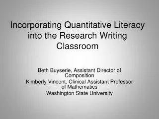 Incorporating Quantitative Literacy into the Research Writing Classroom