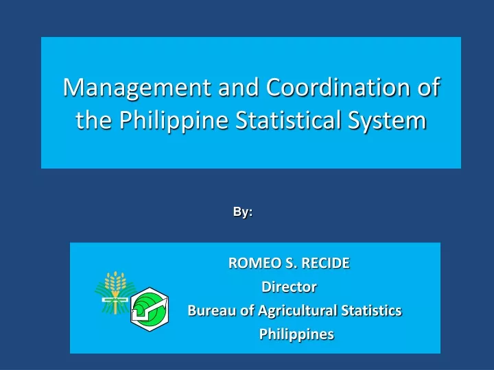 management and coordination of the philippine statistical system