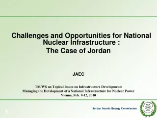 Challenges and Opportunities for National Nuclear Infrastructure  :  The Case of Jordan JAEC
