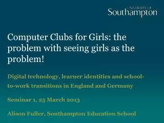 Computer Clubs for Girls: the problem with seeing girls as the problem!