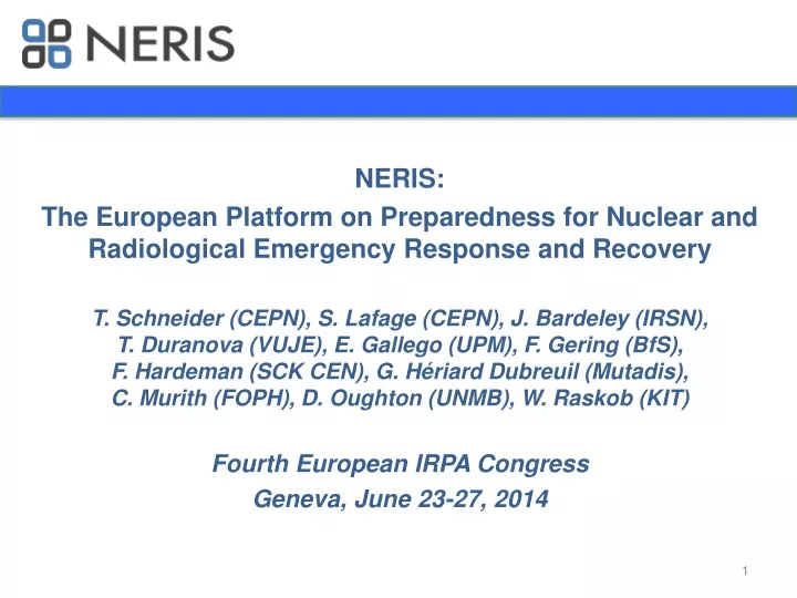 neris the european platform on preparedness